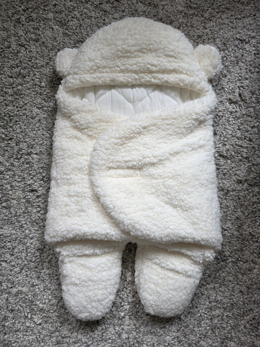 Cozy Cream Sherpa Baby Footed Wrap